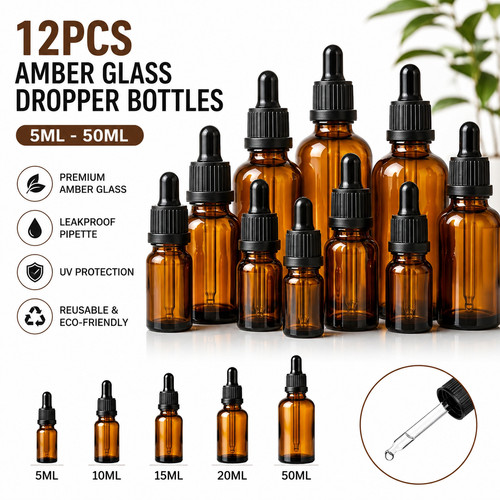 Pack amber glass - amber, dropper