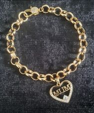 Gold Mum Bracelet 8mm Round Belcher Heart Bracelet With Diamante Clasp 8" Length