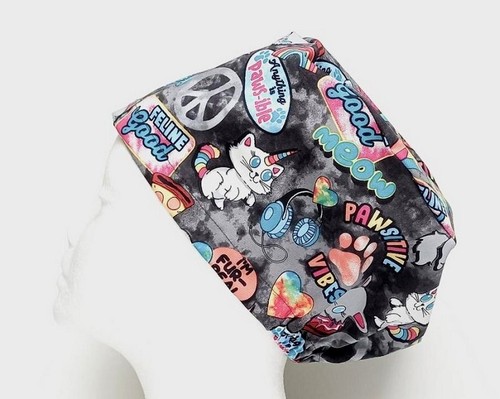 Feline positive vibes scrub - vibes,