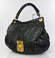 Auth MIU MIU Black Matelasse Leather Hand Bag Purse #60282