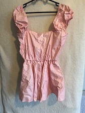 Pink Fabric Covered PVC Babydoll Corset Dress With Puffed Sleeves Waist Max 40”