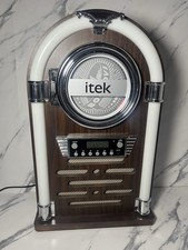 Itek Jukebox CD Player with FM Radio and Bluetooth Wood Look, Model I60018CD