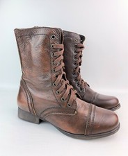 Steve Madden Women's Troopa Brown Leather Combat Boots sz: US 6.5