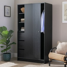 Home Malibu 1 Door Sliding Wardrobe - Black | small space wardrobe