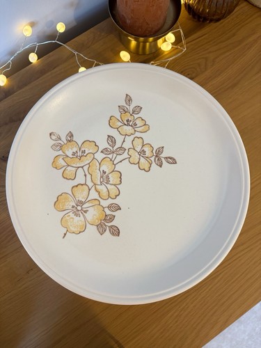 Yellow floral large plate - yellow, |