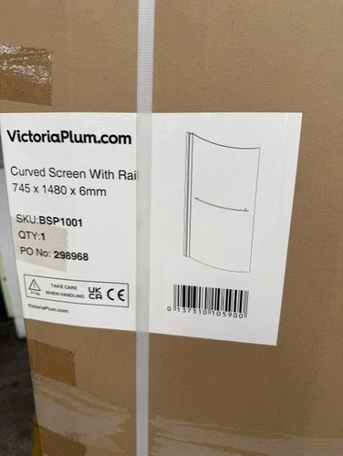 Curved shower screen with - , rail