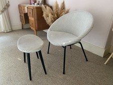 Synthetic rattan chair and matching stool