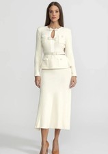 Tweed peplum knit midi dress