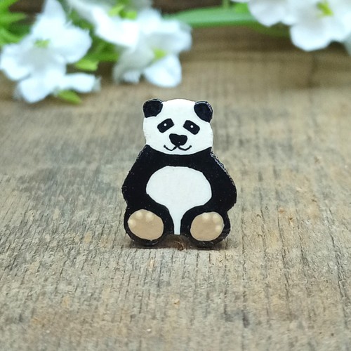 Tiny panda pin handmade cute - panda,