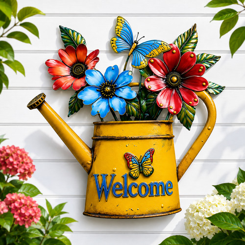 Rustic metal watering can wall - metal,