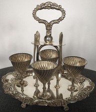 Antique EPNS Egg Cruet With 4