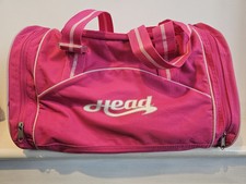 Head Duffel Bag, Pink With White Accents