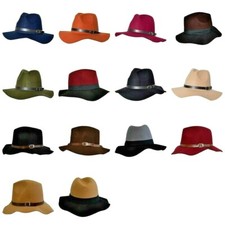 Fedora Hats Women Ladies Vintage Large Felt Trilby Fedora Jazz Wide Brim Hat Cap