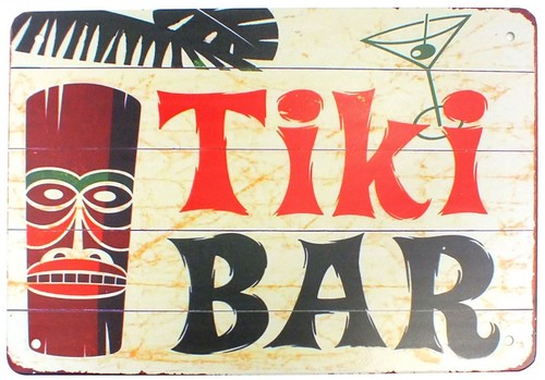 Tiki bar metal wall sign - wall, door