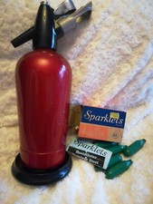 BOC Vintage Red Soda Syphon Cylinder and Sparklet Bulbs Please Read Info Section