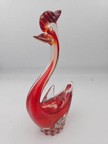 Handcrafted red glass swan - handcrafted,