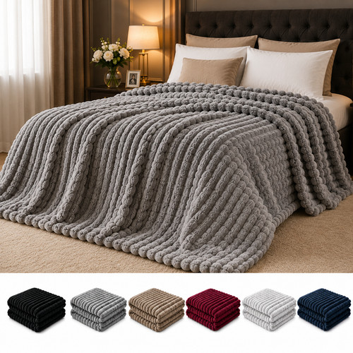 Ribbed soft fleece throws - ribbed,