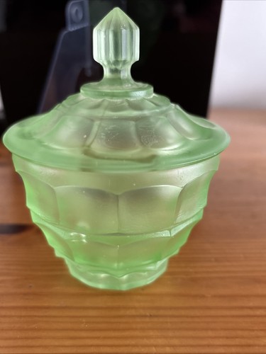 Vintage uranium glass lidded - vintage,