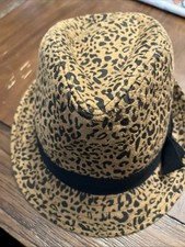 Leopard Print Black & White Safari Fedora Style Brim Women’s Hat