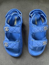 Blue Chanel quilted sandals