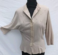 Original Vintage 1950s Bat Wing Cardigan Diamante Buttons Pearl Accents Pin Up
