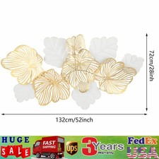 Metal Flower Wall Decor, 3D Gold Leaf Flower Decoration Modern Decor Wall Sculpt