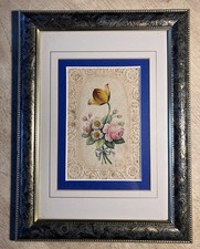 Antique Georgian Era Original FOLK ART Botanical Floral Gouache Painting