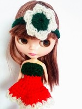 handmade dress and headband for blythe or tangkou doll bjd, clothes For bjd