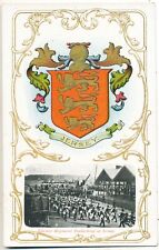 Gloucester Regiment embarking at Jersey, with Jersey Coat of Arms