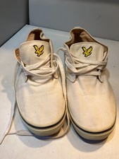 Mens white canvas Lyle and Scott casual boat shoes - used