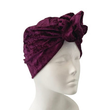 Wine Red 1940s Vintage Style Twist Turban Hat Soft Elastic Velvet Winter Head