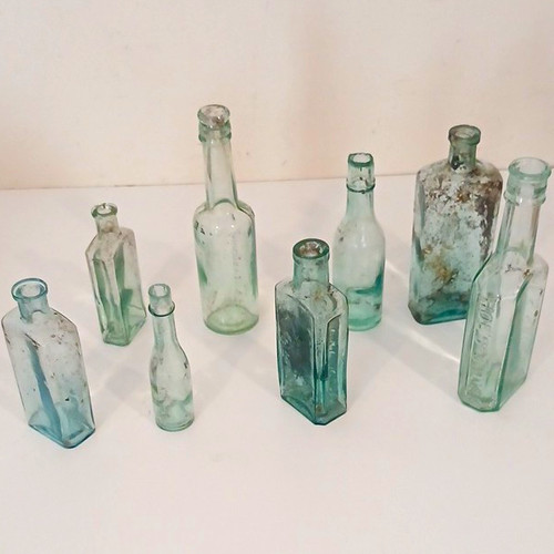 Job lot antique aqua glass - antique,