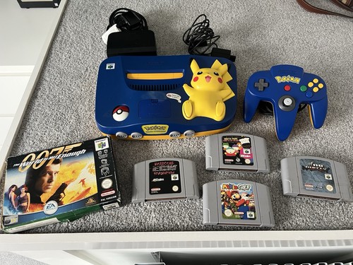 Pikachu blue n64 console - pikachu,