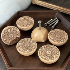 6pcs Beech Wood Drawer Knobs