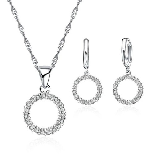 Silver cz necklace hoop - 1, pc