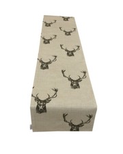 Fryetts Stag heads beige country animals lined table/Bed runner hand made