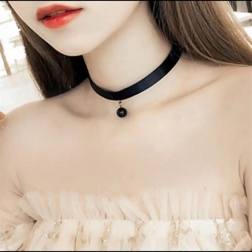 Black choker necklace set - black,