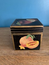 Vintage Wooden Trinket Jewellery Box Hand Painted Fruit Motifs
