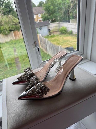 Clear pvc pointed toe mule - clear,