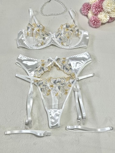 White lace sheer lingerie - sheer, set