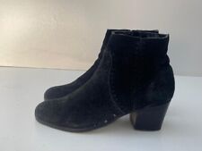 Mantaray Women's Black Suede Side Zip Up Ankle Boots Shoes UK 6 EUR 39  -A25
