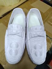 Men's 7.5 white Casual Boat Shoes Soft PU Slip-on Embossed Moccasin Jelly EU 40