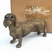 Dachshund figurine Leonardo Reflections Bronze Sausage Dog lover gold gift box
