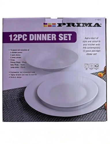 Prima 12pc white dinner - white, set