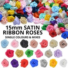 15mm Satin Ribbon Roses -
