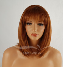 LADIES WOMENS GINGER RAZOR CUT HEAT RESISTANT SHOULDER LENGTH WIG UK SELLER