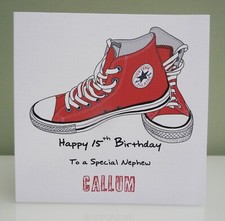 Personalised Birthday Card Converse 13th 14th 15th 16th 18th Any Age Niece Son