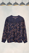 Ex White Stuff Women’s Long Sleeve Floral Print  Top in Navy