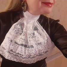 White Lace Jabot Victorian Georgian Regency Collar Cravat Fancy Dress Costume S