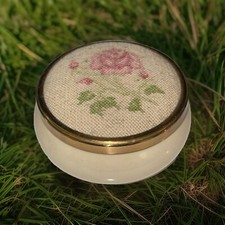 Vintage Framecraft Porcelain Trinket Box Floral Lid UK